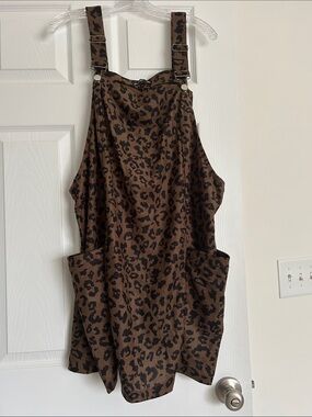 SHEIN Brown and Black Leopard Print Pinafore Dress
